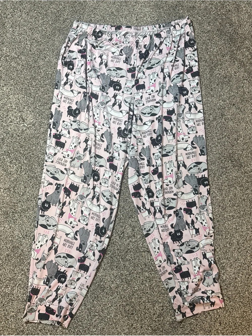 Secret Treasures Dog Print Mornings Are Ruff Longe Pajama Pants Pink XL (16-18)